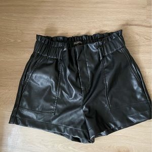 Black leather shorts